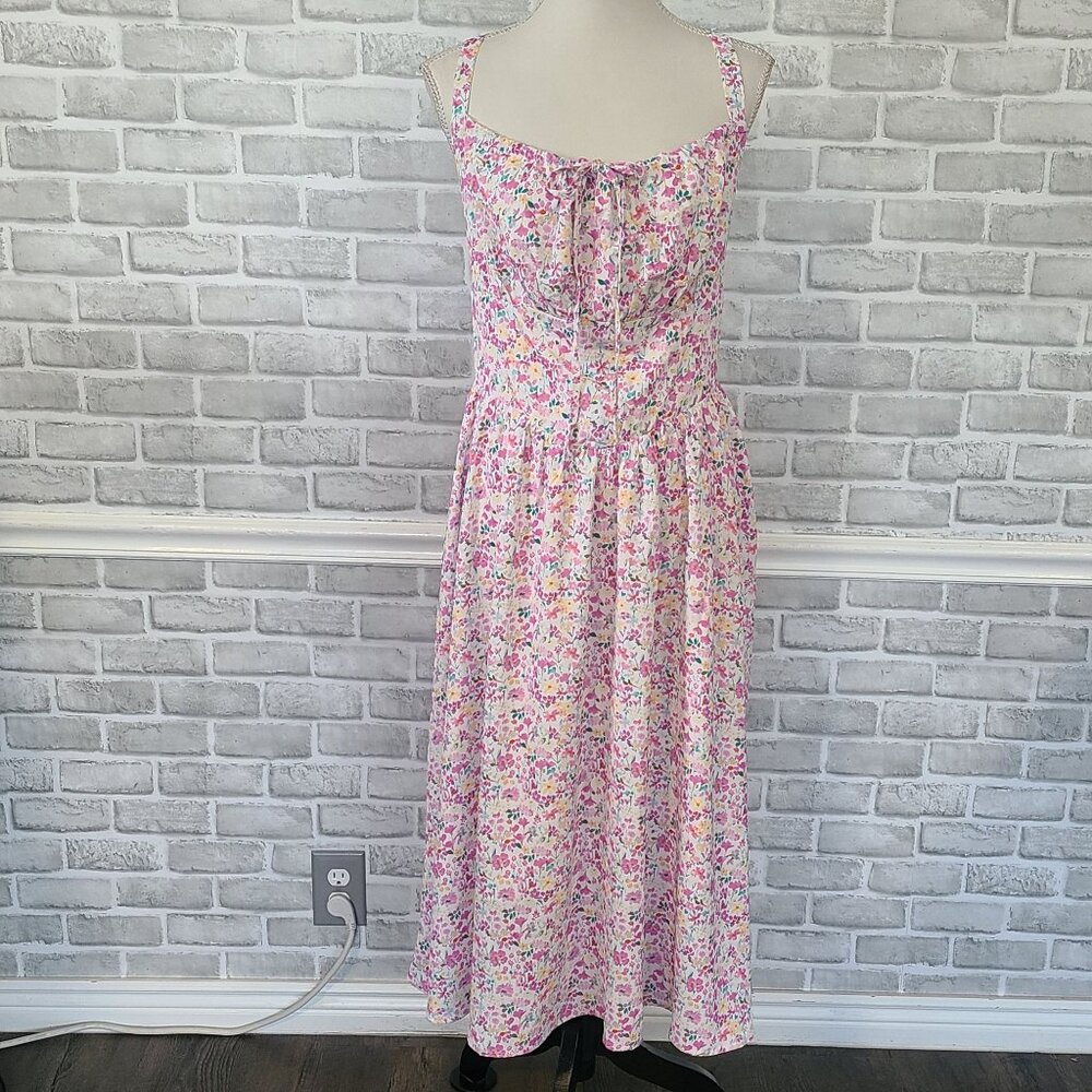 Scarlett Darkness Corset Waist Smocked Back Floral Maxi Dress Cottage NEW 2XL